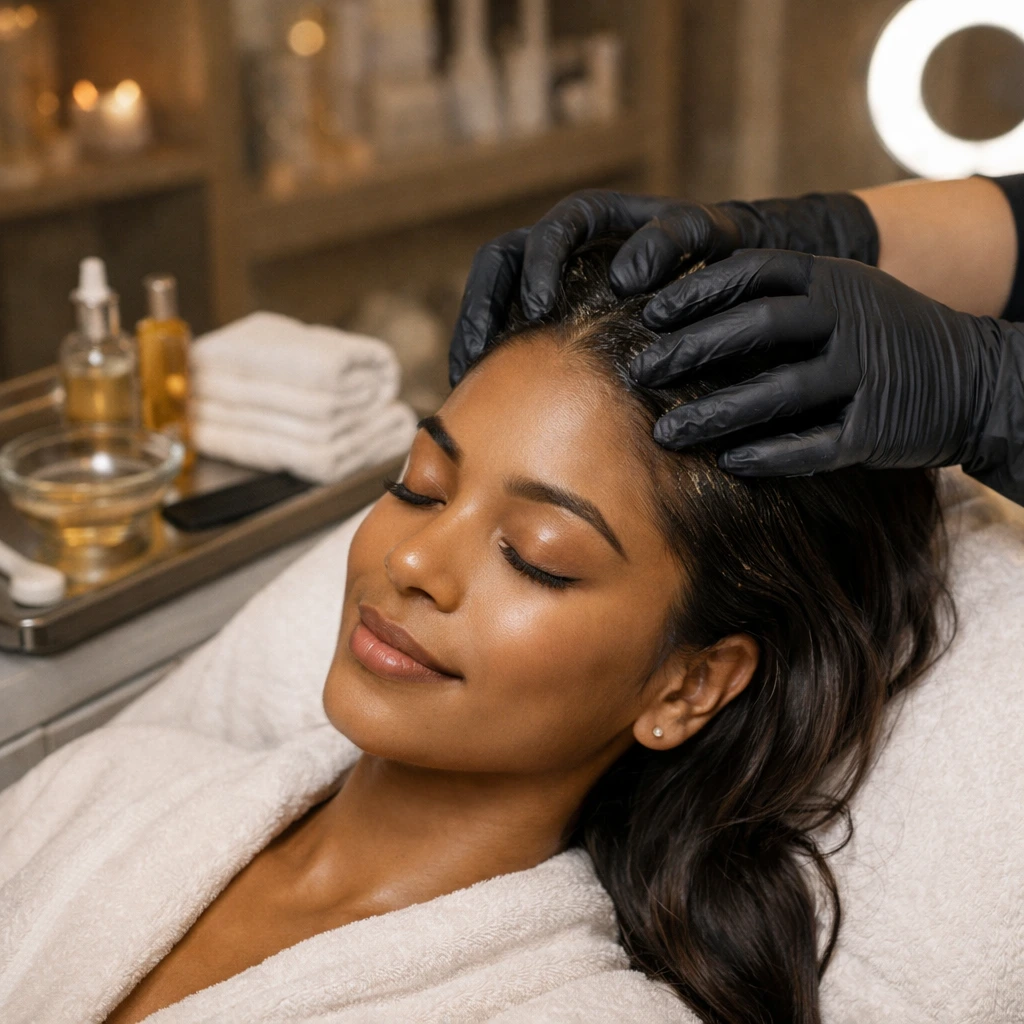 Hair Oil Massage treatment result at EM Lash Studio Collinsville in Collinsville, IL